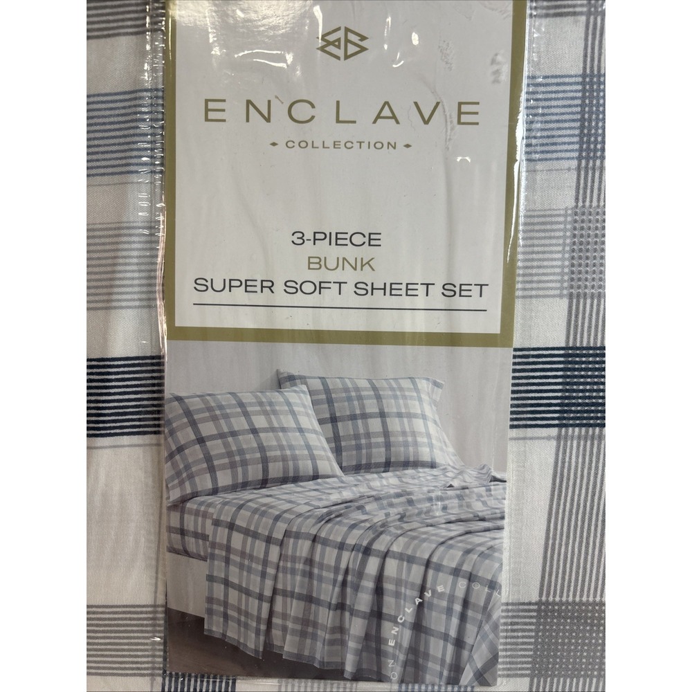 RV & Boat Bunk Sheets 3Pc - 100% Polyester Stripe Wht/Blue/Gray